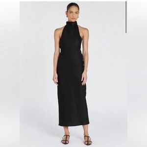 Brand new Dissh black linen halter dress